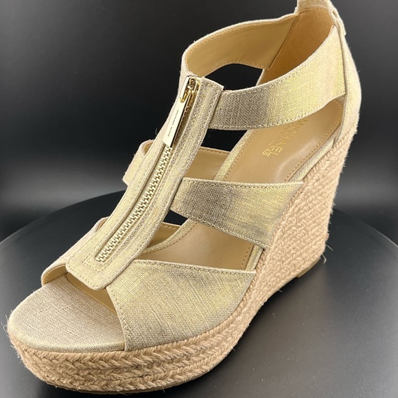 MICHAEL Michael Kors Shoes - Michael Michael Kors Damita Metallic Wedge Sandals. Pale Gold. New with tags